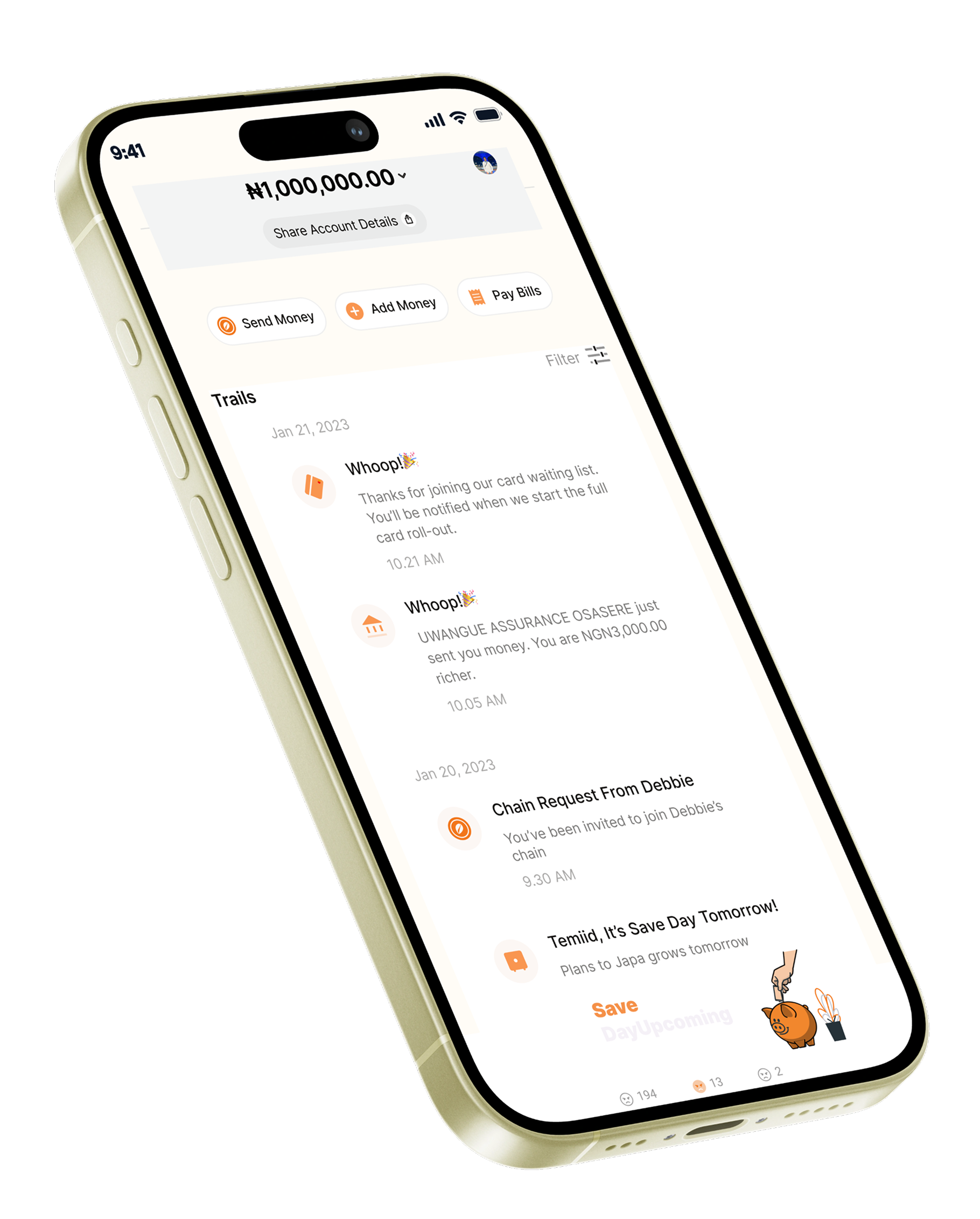 Eyowo mobile banking app shown on a phone